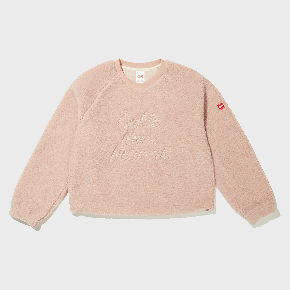 [ONLINE EXCLUSIVE] STYLE WOMAN CROPPED CREW NECK SHERPA FLEECE PINK