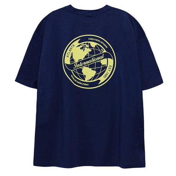 트래블 시티 EARTH 그래픽 반팔 티셔츠 NAVY